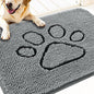 OLANLY Dog Door Mat for Muddy Paws 34x21, Paw Print Design, Absorbs Moisture and Dirt, Absorbent Non-Slip Washable Doormat, Quick Dry Chenille Mud Mat for Dogs, Entry Indoor Entryway Carpet, Grey