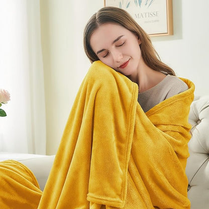 BEDELITE Fleece Blanket King Size Blankets for Bed, Luxury Plush Cozy Fuzzy Blanket 108x90 inches, Super Soft Warm Lightweight Throw Blanket All Seasons Suitable, Yellow