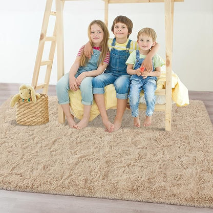 Chicrug Soft Area Rugs for Bedroom Living Room Plush Fluffy Rug 3x5 Feet, Shag Furry Area Rug Carpet Non Shedding for Nursery Children Kids Girls Room Home Decorative, Camel