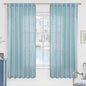 LAMIT Sheer Linen Curtains 63 Inch for Bedroom, Light Filtering Country Decor Semi Sheer Farmhouse Boho Curtains Back Tab and Rod Pocket Living Room Panels, Stone Blue, 2 Panels, 52 x 63 Inch