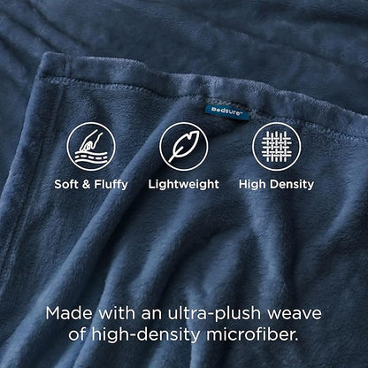 Bedsure GentleSoft Fleece Blankets Queen Size Mineral Blue - Bed Blanket Soft Lightweight Plush Fuzzy Cozy Luxury Microfiber, 90x90 inches