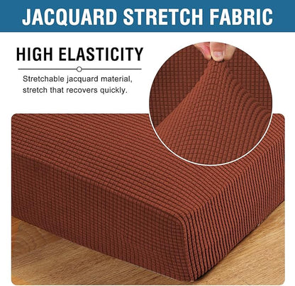 H.VERSAILTEX Super Stretch Individual Seat Cushion Covers - Sofa & Couch Cushion Slipcover Sets - Thick Jacquard Textured Twill Fabric (3 Piece XL Sofa Cushion Covers, Rust)