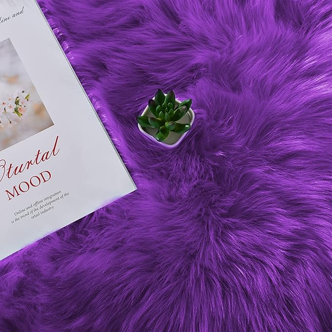 Latepis Small Furry 2x3 Purple Faux Fur Rug Fluffy Rugs Washable Shag AccentPlush Soft Rug for Bedroom Chair Seat Covers Throw Rugs Rectangle