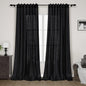 Nanspring Long Black Curtain 105 inches Long 2 Panels Set for Living Room Back Tab Modern Farmhouse Muslin Look Decor Cotton Textured Black Sheer Linen Curtains 105 inch Length for Large Window