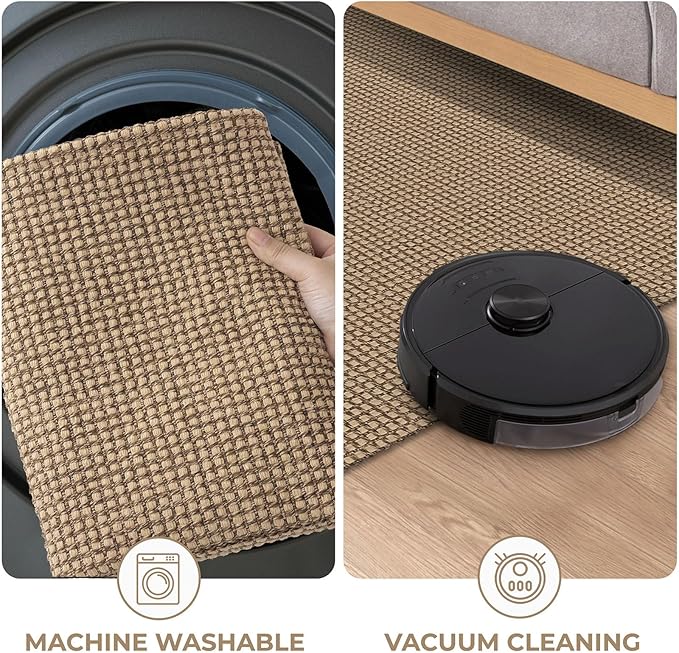 KOZYFLY Boho Runners for Hallways 3x10 ft Washable Kitchen Runner Non Slip Rubber Backed Hallway Rugs Cotton Entryway Runner Rug Floor Carpet for Indoor Hall, Backdoor, Kitchen, Tan/Orange/Brown