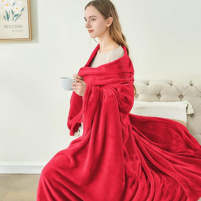 BEDELITE Fleece Blanket Red Throw Blanket for Couch & Bed, Luxury Plush Cozy Fuzzy Blanket 50" x 70", Super Soft Warm Lightweight Fall Throw Blanket for Travel Camping