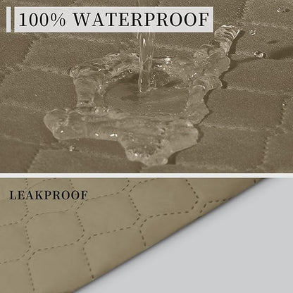 ISSUNTEX Double Protection 100% Waterproof Loveseat Sofa Covers for Living Room, Couch Covers for 2 Cushion Couch Sofa, Reversible Furniture Protector Sofa Cover for Dogs (Loveseat, Beige/Beige)