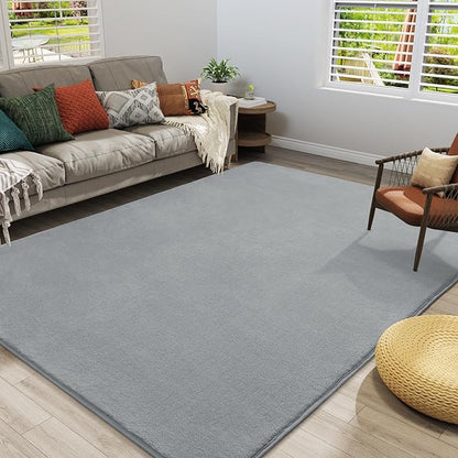Amearea Large Modern Area Rugs for Bedroom Living Room, 6x9 Feet Grey Thickened Memory Foam Rug, Fluffy Indoor Washable Rugs Non Slip Minimalist Carpet for Boys Girls Dorm Nursery Room Decor