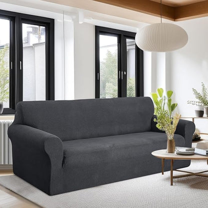 U-NICE HOME Stretch Couch Cover Sofa Cover Sofa Slipcover Furniture Protector for 4 Cushion Couch Sofa Pet Friendly(Oversized Sofa, Dark Grey)