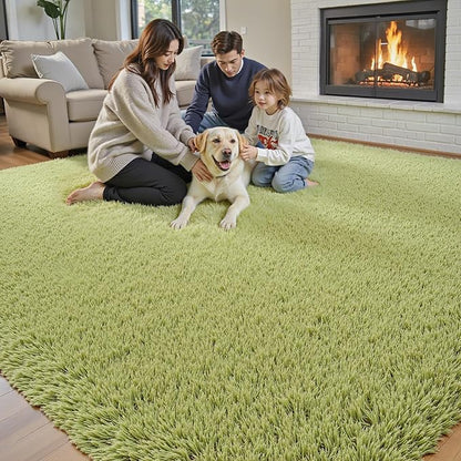 Rugs for Living Room 5x8, Alfombras para Salas Shag Large Plush Soft Area Rug, Shaggy Carpets for Bedroom, Kids Boys Girls Home Decor Aesthetic (Grass Green, 5x8 Feet)
