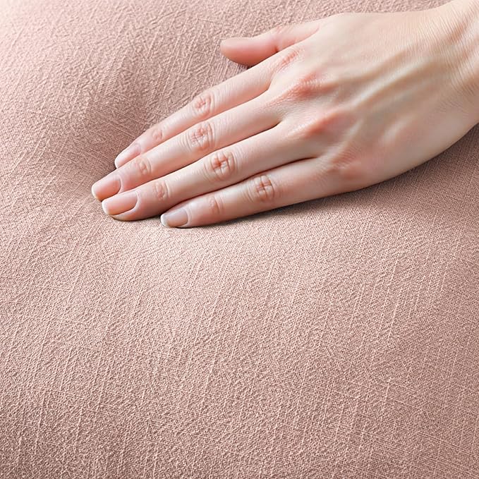 MIULEE Valentines Decorative Throw Pillow Covers Neutral Linen Fringe Throw Pillows Set of 2 Pink Boho Farmhouse Cushion Covers with Tassels for Couch Sofa Bed Living Room Spring Decor 20x20 Inch