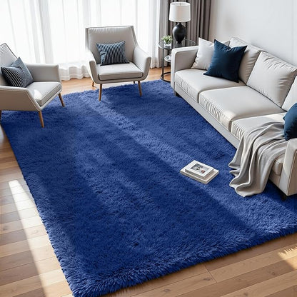 5x7 Area Rugs for Living Room Rug: Soft Fluffy Shag Blue Rugs for Bedroom, Non-Slip Large Fuzzy Plush Rug Indoor Floor Carpet for Nursery Kids Boys Girls Room, Dorms, Playroom, Modern Home Decor