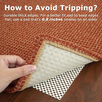 KOZYFLY Washable Area Rug 5x7 ft Rubber Backed Non Slip Rugs for Living Room Braided Cotton Bedroom Rug Woven Office Rugs Indoor Outdoor Floor Carpets for Dining Bedroom Living Room, Orange/Tan