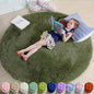 Amdrebio Olive Green Round Rug 4Ft for Bedroom Living Room, Fluffy Shaggy Modern Circle Area Rugs for Kids Room, Soft Plush Fuzzy Shag Carpet for Dorm Playroom Office Nursery Classroom, Home Decor