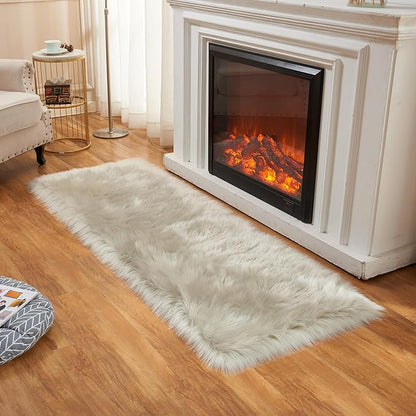 EasyJoy Ultra Soft Fluffy Rugs Faux Fur Rug Chair Cover Seat Pad Fuzzy Area Rug (Light Grey, 2x6 ft Rectangle)