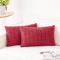 Pack of 2 Corduroy Decorative Throw Pillow Covers 12x20 InchSoft Boho Striped Pillow Covers Modern Farmhouse Home Decor for Sofa Living Room Couch Bed（Cranberry Red）