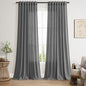 Nanspring Blazer Grey Curtain Linen Blend Light Filtering Back Tab Curtains 108 Inches Long, Semi Sheer Privacy Drapes for Living Room & Bedroom, 52x108 inch, 2 Panels