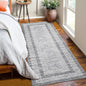 GarveeHome 2x6 Modern Bordered Runner Rug Soft Non Slip Washable Floor Carpet Distressed Geometric Hallway Indoor Printed Rug for Kitchen Entrance, Gray