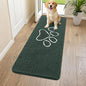Smiry Dog Door Mat for Muddy Paws, Absorbent Dirt Trapper Non Slip Quick Dry Washable Chenille Mat for Mud Dogs, Entry Rug for Indoor and Outdoor (59x24 Inches, Green and White)