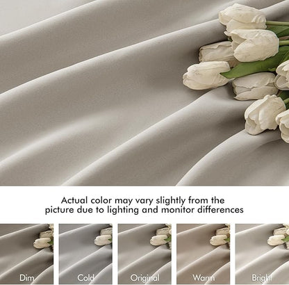 MIULEE Natural Back Tab Blackout Curtains 90 Inches Long 2 Panels Set for Living Room Bedroom Privacy, Rod Pocket/Pinch Pleat Thermal Insulated Room Darkening Pleated Light Blocking Drapes