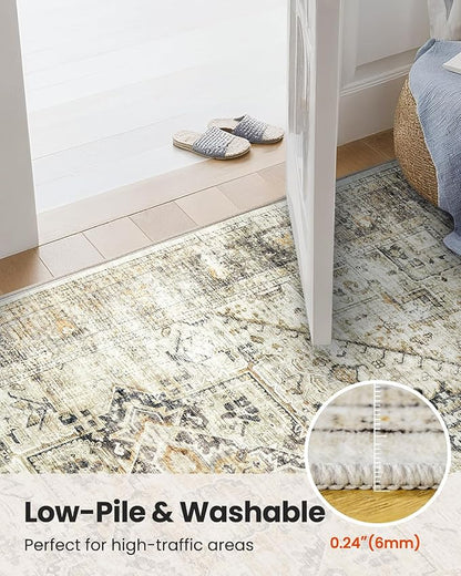 AMADA HOMEFURNISHING 2x6 Washable Runner Rug, Non-Slip Backing & Durable Edge Binding, Vintage Entryway Runner Rug for Bedroom & Hallway