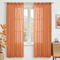 LAMIT Burnt Orange Linen Curtains for Bedroom, 72 Inch Length Light Filtering Semi Sheer Panels Back Tab and Rod Pocket Neutral Drapes for Living Room, 2 Panels, 34 x 72 Inch