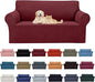 Cupuamon 2026 New Stretch Loveseat Sofa Slipcovers Couch Cover for 2 Cushion Furniture Protector Sofa Covers with Elastic Bottom Jacquard Fabric Small Checks for Pets, Kids - Dark Red