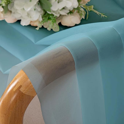 Simplebrand Aqua Sheer Curtains 84 Inches Long, Light Filtering Rod Pocket Solid Color Window Sheer Curtain Panels, Elegant Curtains & Drapes for Living Room, Bedroom 2 Panels (Aqua, 42" W x 84" L)