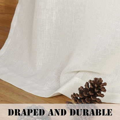 H.VERSAILTEX Natural Linen Grommet Curtains 84 Inch Length for Living Room 2 Panel Drape Semi Sheer Neutral Country Rustic Farmhouse Boho Curtain Bedroom Muslin Look Light Filtering, Heathered Natural