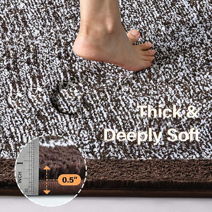 48x32 Large Bathroom Rugs Washable Non Slip, Brown Bath Mat for Bathroom Floor Tub, Soft Absorbent Quick Dry Mats for Shower, Bathtub,Home Decor