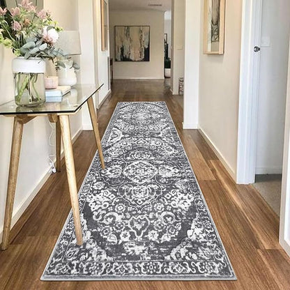 HEBE Hallway Runner Rug 2'8''x8' Washable Vintage Distressed Area Rugs Non Slip Laundry Rug Runner Boho Floor Carpet Runners for Hallways Entryway Laundry Room Kitchen Bathroom