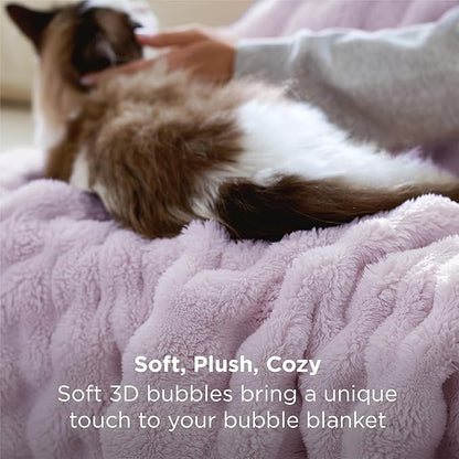 Bedsure 3D Fleece Bubble Blanket for Couch - GentleSoft Purple Twin Blanket for Sofa Bed Room Decor - Luxury Soft Cozy Gifts for Kids, Lightweight, All Seasons, Light Purple, 60"×80"