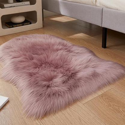 EasyJoy Ultra Soft Fluffy Shaggy Area Rug Faux Fur Rug Chair Cover Seat Pad Fuzzy Area Rug for Bedroom Floor Sofa Living Room (2 x 3 ft Sheepskin, Light Purple)