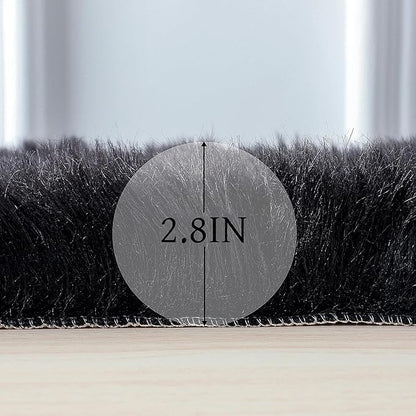 linmopm Faux Fur Rug Sheepskin Shag Fluffy Fuzzy Black 3x4 ft Rugs for Bedroom Bedside Bed Floor Living Room Plush Rectangle High-Density Cushion Carpet Super Sofa Cover