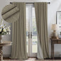 Pitalk Living Room Curtains 102 Inches Long for 103 Inch Tall Window Drape 100% Blackout Curtains for Bedroom Cold Weather Thermal Insulated Noise Reduction Curtain Farmhouse Style 2 Panels Dark Taupe