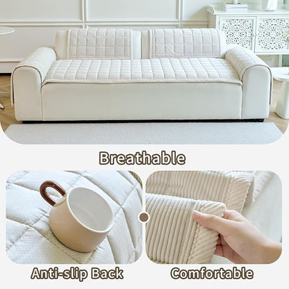 Couch Covers for Dogs Washable, Non Slip Couch Covers for Loveseat Sofa Pet Friendly, Soft Fuzzy Sofa Covers for Pet, Dog Couch Cover Furniture Protector(1PC,Beige White,27.6"x70.9")