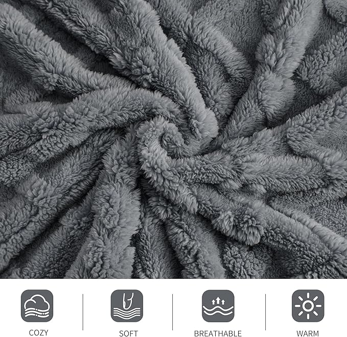 Aganear Blanket Queen Size - Washed Fuzzy Cozy Soft Lightweight Blankets for Couch, Sofa, Bed, Office, Breathable and Skin-Friendly Blanket for All Season Accessories(90"x90", Gray)