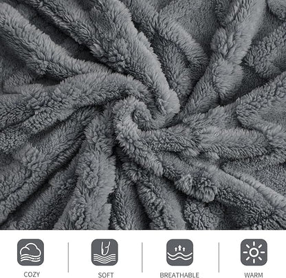 Aganear Twin Blanket - 3D Stylish Design, Luxury Portable Lightweight Blanket Super Soft, Fluffy, Warm, Cozy, Fuzzy for Couch Living Room Bed Outdoors Office Travel(60"×80", Gray)