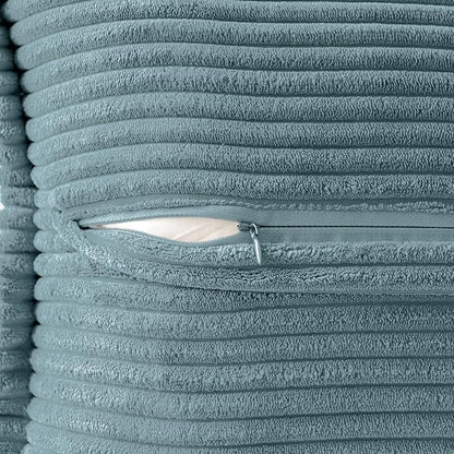 MIULEE Decorative Throw Pillow Covers for Couch Bed Livingroom 18x18 Inch Set of 2 Dusty Blue Boho Accent Throw Pllows Broadside Striped Patchwork Soft Corduroy Summer Coastal Pillowcases