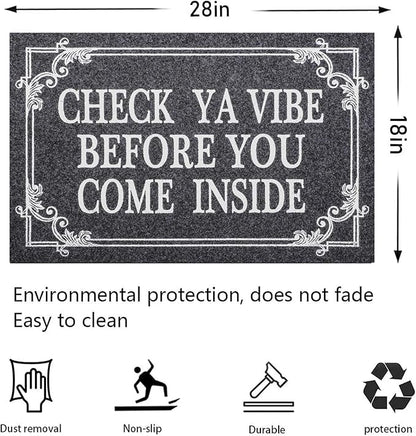 Front Door Indoor Outdoor Entrance Doormat Grey Rubber Welcome Door Mat Come Inside This House Doormat Anti Slip Easy to Clean Corridor Patio Entry Mat 28" x 18"