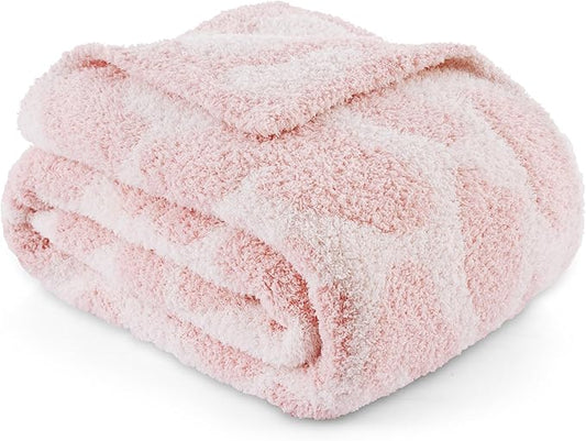 Bedsure Pink Leopard Throw Blanket, Pink Knit Plush Throw Blanket, Gift for Girlfriends Women Friends- Super Soft, GentleSoft Cozy & Warm, Breathable & Lightweight for Bed & Sofa, 50x60 Inches