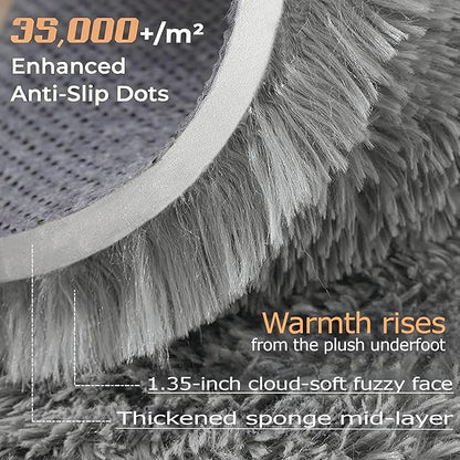 8x10 Area Rugs for Living Room: Fluffy Shag Soft Washable Rug Large Fuzzy Plush Indoor Carpet for Bedroom Nursery Playroom Kids Girls Boys Room (Grey, 8'x10')