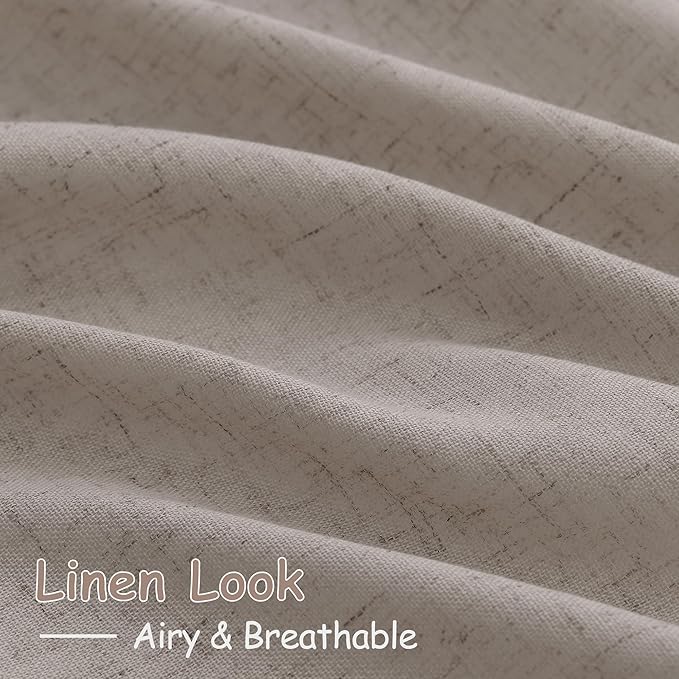 Nanspring Stone Beige Linen Curtains for Living Room 120 Inches Long Light Filtering Semi Sheer Curtain Back Tab Simple Modern Luxury Long Floor to Ceiling High Window for Bedroom 52x120, 2 Panels