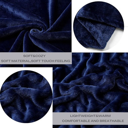 Fleece Plush Throw Blanket Navy Blue(50 by 60 Inches),Super Soft Fuzzy Cozy Flannel Blanket for Couch Sofa.Microfiber Blanket Lightweight