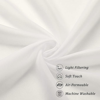 Chyhomenyc Sheer Curtains 72 Inch Length 2 Panels, Short Window Curtain Drapes Semi Transparent Voile Rod Pocket Curtains for Dining Bedroom Nursery Living Room, 42W x 72L inch, Ivory