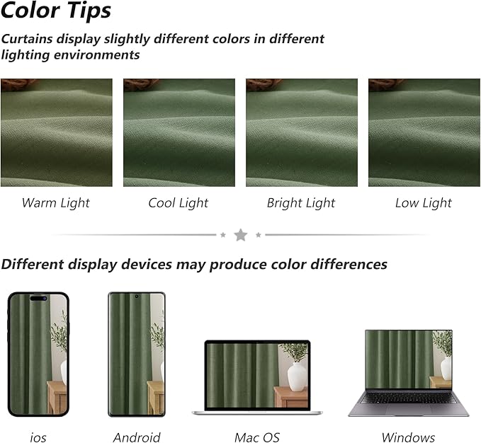 Guken Olive Green 100% Blackout Curtains 72 Inch Length 2 Panels Set for Living Room Bedroom Back Tab Thermal Insulated Black Out Linen Drapes Room Darkening Window Curtains 72 Inches Long