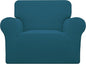 Easy-Going Stretch Oversized Chair Sofa Slipcover 1-Piece Couch Sofa Cover Furniture Protector Soft with Elastic Bottom for Kids Spandex Jacquard Fabric Small Checks Peacock Blue
