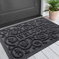 Smiry Welcome Door Mat Outside Entrance, Heavy Duty Trap Dirt and Moisture Easy Clean Low Profile Patio Porch Indoor Outdoor Front Doormat for Entry, 29.5x17 Inch, Grey