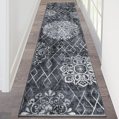 HEBE Hallway Runner Rug 2'x8' Washable Vintage Distressed Area Rugs Non Slip Laundry Rug Runner Boho Floor Carpet Runners for Hallways Entryway Laundry Room Kitchen Bathroom
