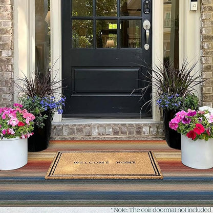 3x5 Ombre Entry Rug - Small Washable Indoor Outdoor Mats for Front Door Non-Slip Porch Rug Rust Blue Modern Rainbow Throw Rugs for Living Room Bedroom Entryway Kitchen Office Porch Decor